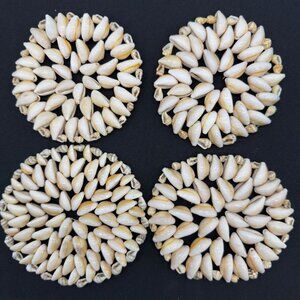 Cowrie Shell Coaster Hot Plate Mat Set of 4 Beach Decor 4" Hawaii